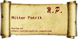Mitter Patrik névjegykártya